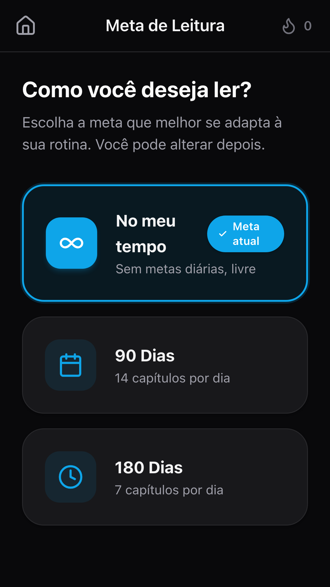 Escolha de metas e ritmo de leitura